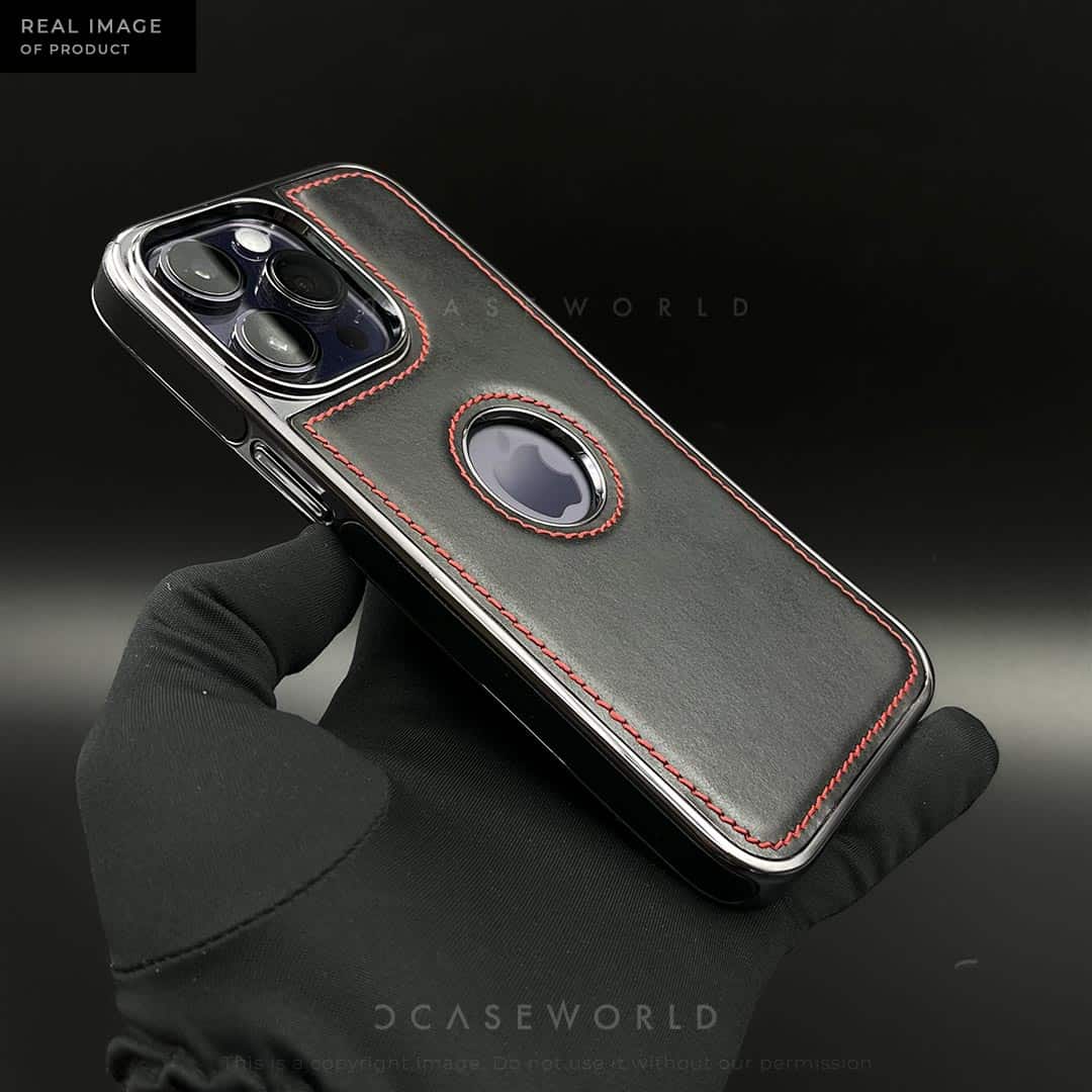 Luxury Series Leather Case with Chrome Sides and Logo Cut